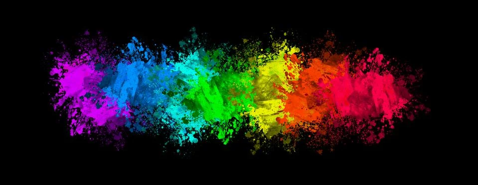 Multi-Color Paint Splatter Border/Background Stock Illustration