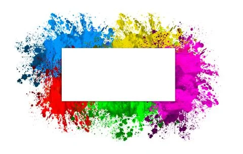 Multi-Color Paint Splatter Border/Background Stock Illustration