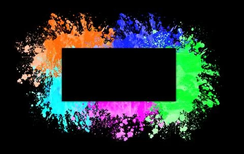 Multi-Color Paint Splatter Border/Background Stock Illustration