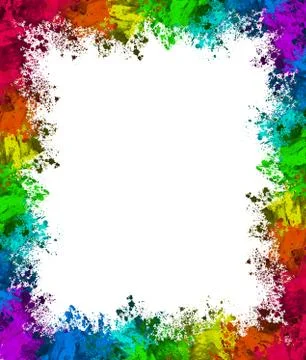 Multi-Color Paint Splatter Border/Background Stock Illustration