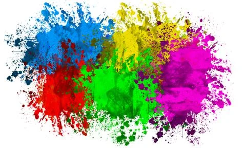 Multi-Color Paint Splatter Border/Background Stock Illustration