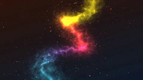 Multi-Color Particles Swirl in Deep Space Stock Footage 122488054