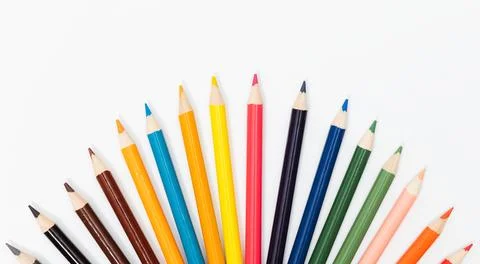 Multi color pencils. the concept of a multinational family and equality in .. Stock Photos