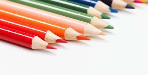 Multi color pencils. the concept of a multinational family and equality in .. Stock Photos