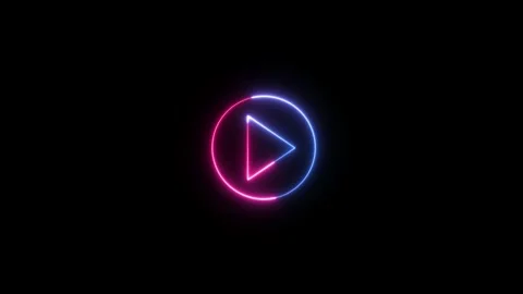 Multi color play button animation. Glowing neon line Video play button like.. Stock Footage 252018339