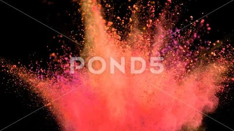 Multi-color powder explosion on black background Stock Photos