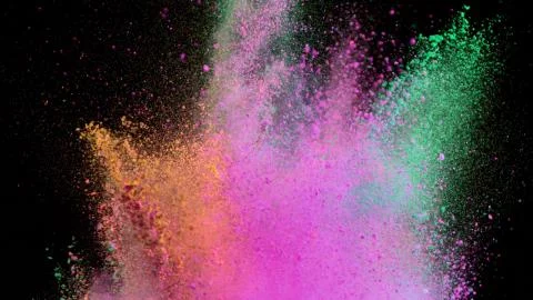Multi-color powder explosion on black background Foto stock