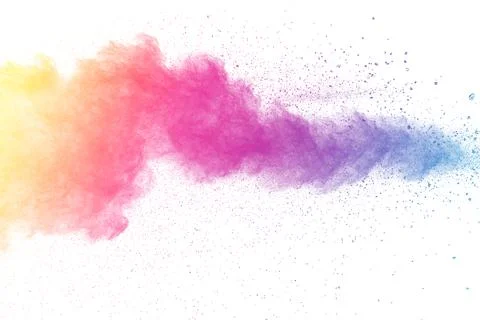 Multi color powder explosion on white background. Stock Illustration