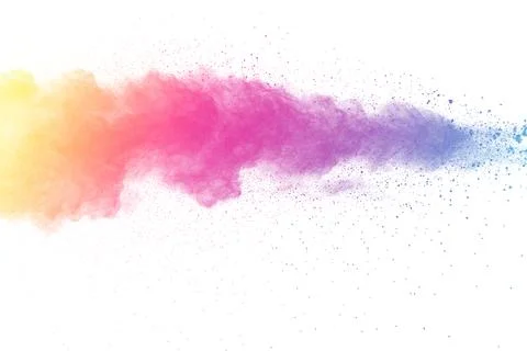 Multi color powder explosion on white background. Stock Illustration