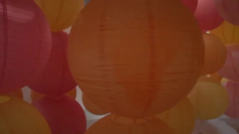 Multi color rice paper lantern 2 Stock Footage 75939284