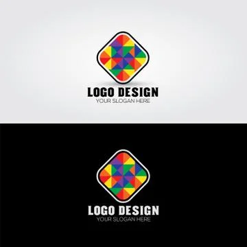 Multi color rounded rectangle logo Stock-Illustration