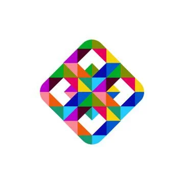 Multi Color Rounded Rectangle Logo 스톡 일러스트
