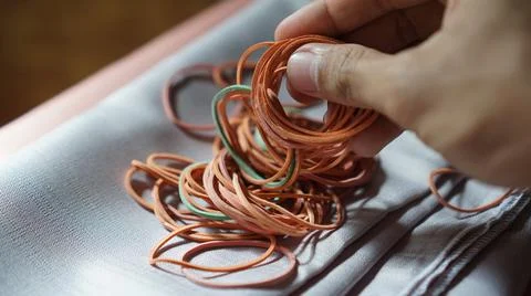 Multi color rubber bands Foto stock