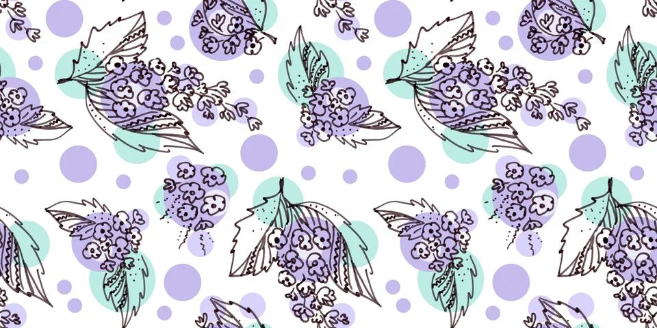 Multi color Seamless pattern of elements in the style of line art on a white Stock Illustration