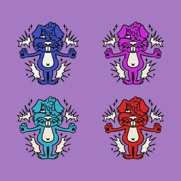 Multi color standing rabbit cool and unique for brand needs Stock Illustration