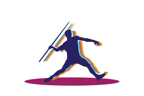 Multi color vector image of Javelin throwing Athlete. Stock Illustration
