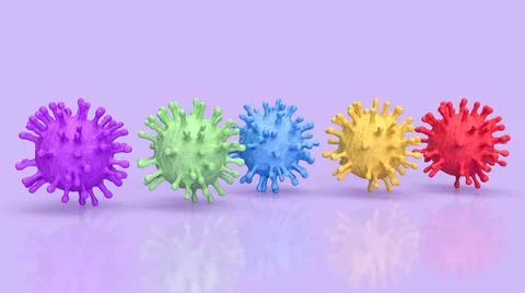 The multi color virus for sci or medical  concept 3d rendering Stock Illustration