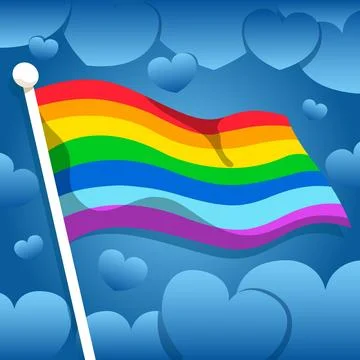 Multi Color Waving Flag On Sky Stock Illustration