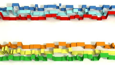 Multi Colored 3D Illustrated Geometric Ribbons on a White Background 스톡 일러스트