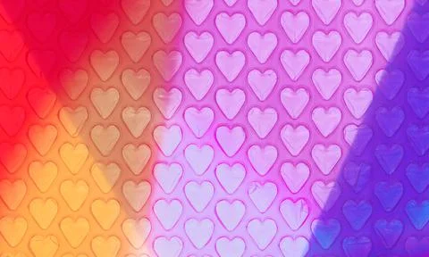 Multi-colored Abstract Bubble Wrap Hearts Stock Illustration