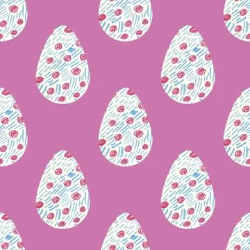 Multi-colored abstract Easter eggs seamless pattern. Watercolor decorative dr Stock Illustration