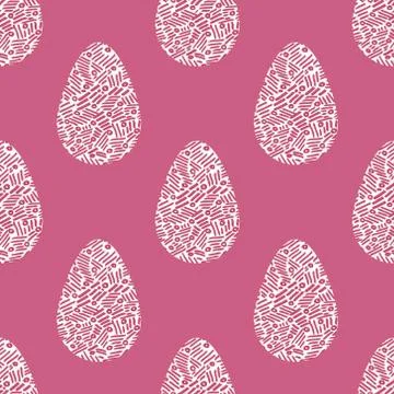 Multi-colored abstract Easter eggs seamless pattern. Watercolor decorative dr イラスト素材