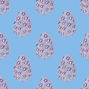 Multi-colored abstract Easter eggs seamless pattern. Watercolor decorative dr Stock Illustration
