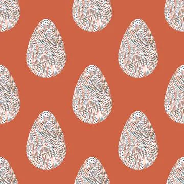 Multi-colored abstract Easter eggs seamless pattern. Watercolor decorative dr イラスト素材