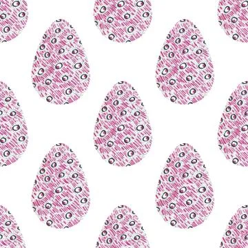 Multi-colored abstract Easter eggs seamless pattern. Watercolor decorative dr Stock Illustration