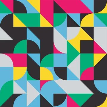 Multi-colored Abstract Geometric Shapes Background. Seamless Color Vector Stock Illustration