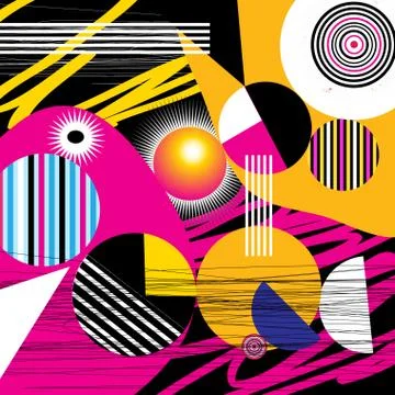 Multi-colored abstract pattern of different geometric objects Stock Illustration