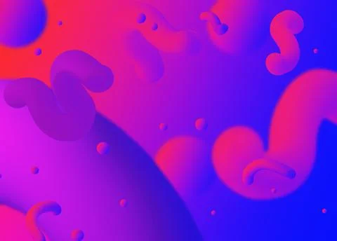 Multi-colored abstraction with liquids and balls on a gradient background. Stock Illustration