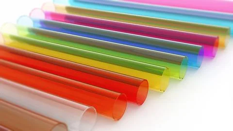 Multi colored acrylic tubes isolated on white background. 3D illustration 스톡 일러스트