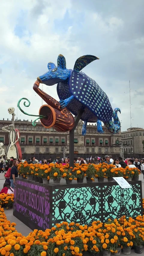 Multi-colored alebrije sculpture playing Vídeos de archivo 291585298