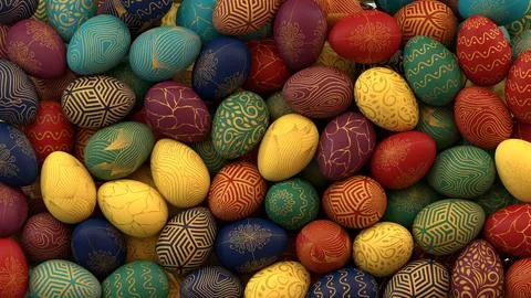 Multi colored and gold Full screen Easter egg background Stock Illustration