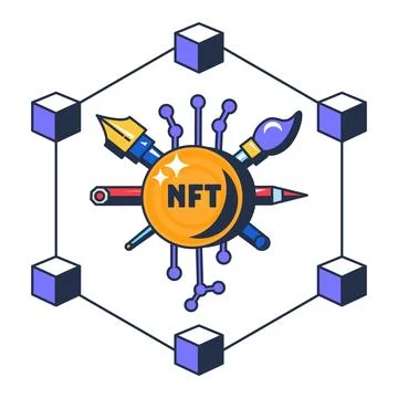 Multi Colored Assignment Of NFT Token Icon Stock Illustration