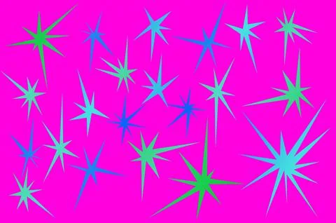 Multi-colored asymmetric multi-dimensional pointed stars. Illustrazione stock