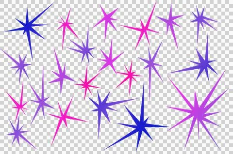 Multi-colored asymmetric stars. Illustrazione stock