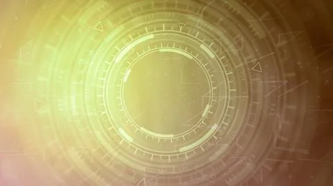 Multi colored background of moving hud circles, cyberpunk concept 스톡 일러스트