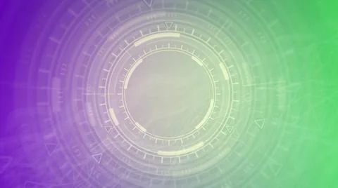 Multi colored background of moving hud circles, science concept Illustrazione stock