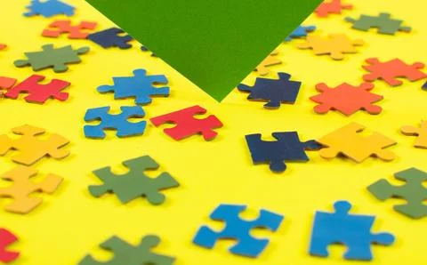 Multi-colored background from puzzles, block colors Stock Photos