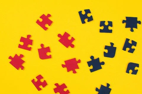 Multi-colored background from puzzles, block colors Foto stock