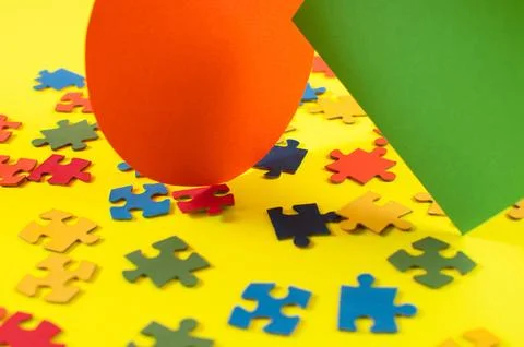 Multi-colored background from puzzles, block colors Stock Photos