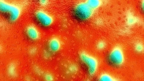 Multi colored background with skin rough surface and motion spotted elements Video stock 342078928