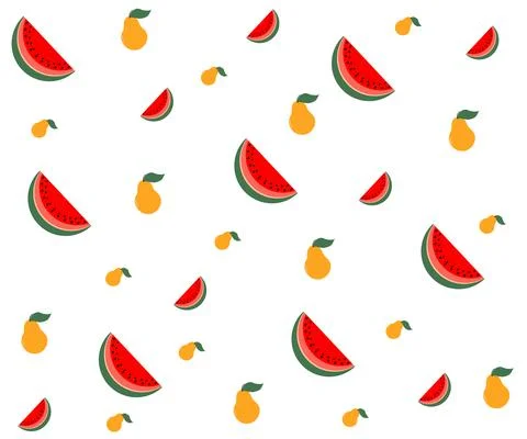 Multi-colored background of watermelons and pears Stock Illustration