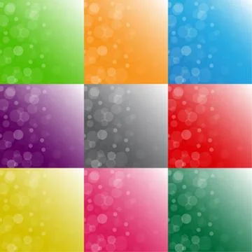 Multi-colored backgrounds, bubbles, snow. Set. Stock Illustration