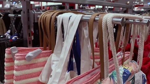 Multi-colored bags in the store. Stock-Footage 205716930