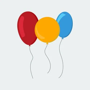 Multi-colored balloons in a flat style Stock Illustration