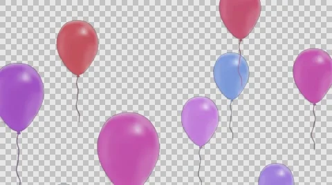 Multi-colored balloons fly on top, alpha channel Stock Footage