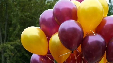 Multi-colored balloons with helium. Big bunch. Decoration for any event or ce Stock Footage 121529590